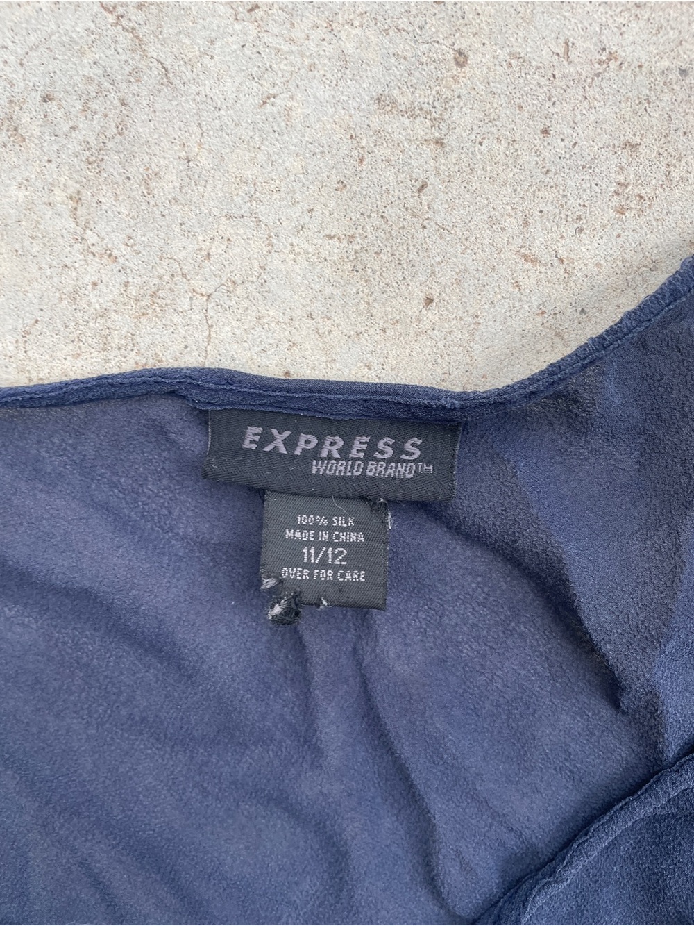 Express RARE Vintage Y2K Silk Tie Navy Peasant Blouse - Picture 3 of 7